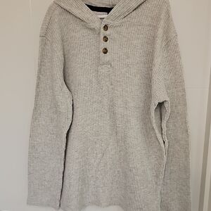 Old Navy Light Gray Waffle Tee Hoodie Boys Sz XL